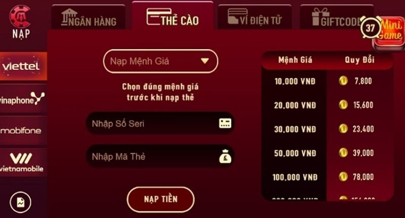 Nạp tiền Man Club