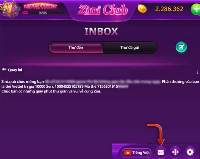 Trúng giftcode Zini Club